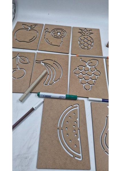 Ahşap Montessori Mevyeler Çizim Seti Kutulu 10 Adet indirimleri