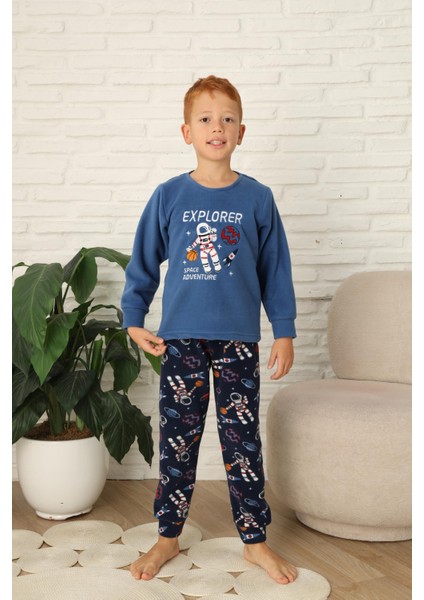 Yeni Stil Sonbahar/kış Erkek Çocuk Uzay Figür Astronot Desen Polar Pijama Takımı 4565 fiyatları