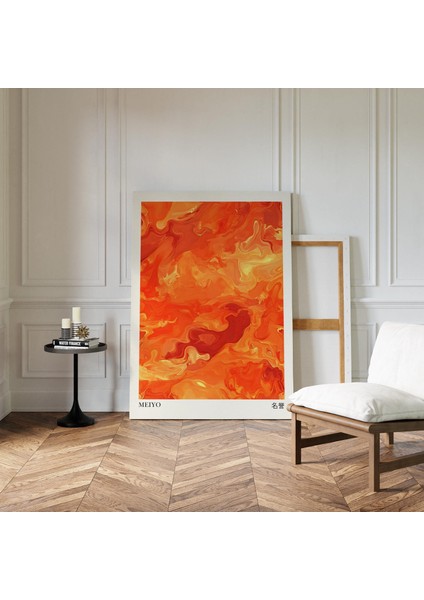 Turuncu Nötr Ev Dekorasyonu, Japandi Duvar Sanatı, Toprak Tonlarında Duvar Sanatı, Wabi Sabi Duvar Sanatı