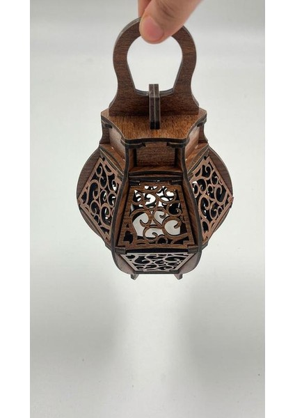 Ahşap Dekoratif Fener Tealight Mum Uyumlu