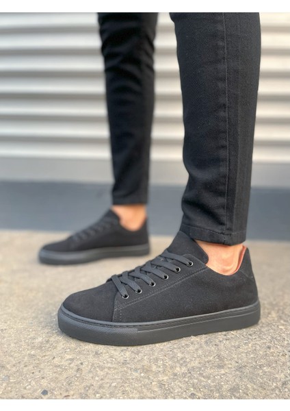 JY122 Mode Bağcıklı Süet Erkek Günlük Sneaker Ayakkabı Sst - Siyah fiyatları