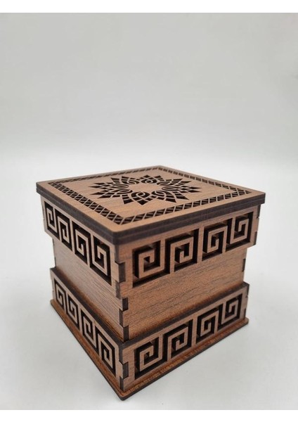 Ahşap Dekoratif Kutu Ceviz Desenli 9 cm x 9 cm x 8 cm