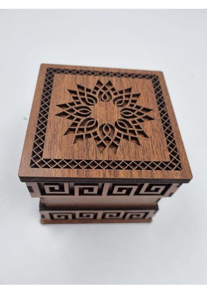 Ahşap Dekoratif Kutu Ceviz Desenli 9 cm x 9 cm x 8 cm modelleri