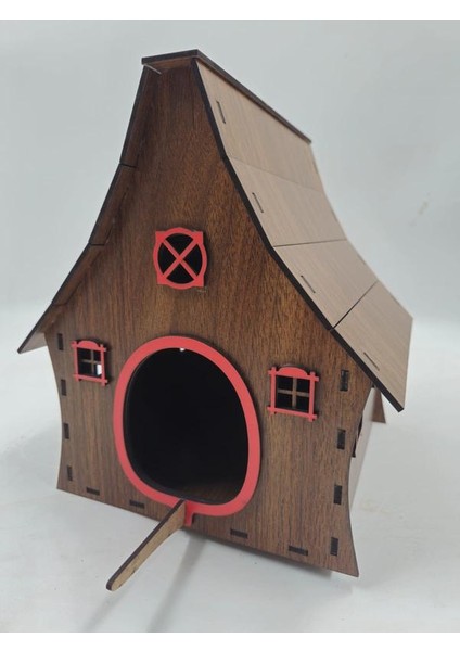 Ahşap Kuş Evi Ceviz Desenli Mdf 19 cm x 19 cm x 24 cm modelleri