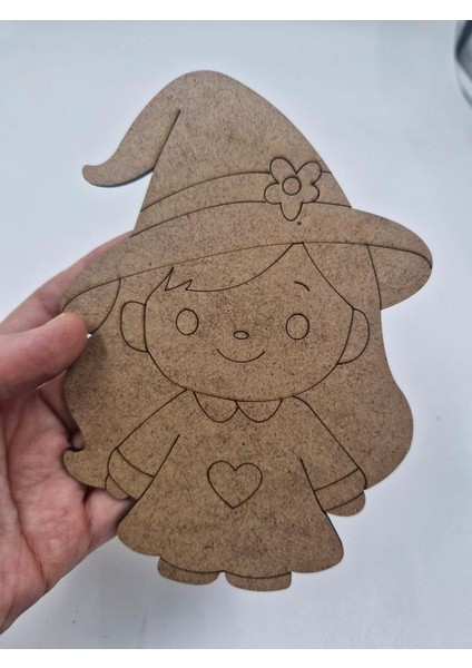1 Adet Sevimli Cadı Ahşap Boyama Okul Diy Etkinlik Aktivite Sanat 15 cm x 11 cm fiyatları