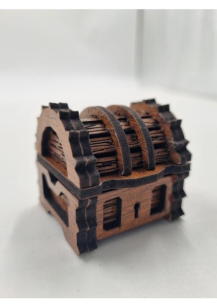 Ahşap Dekoratif Mini Sandık Kutu Ceviz Desenli