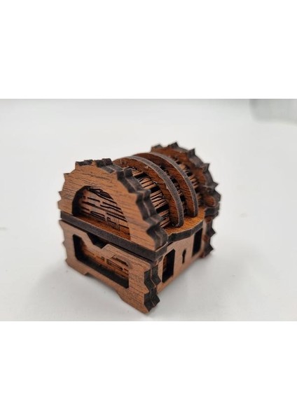 Ahşap Dekoratif Mini Sandık Kutu Ceviz Desenli