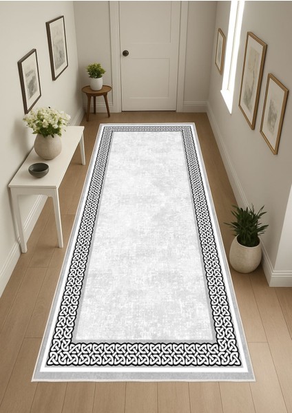 Gri Dijital Baskı Salon Halısı Kaymaz Tabanlı Yıkanabilir Halı Yolluk modelleri