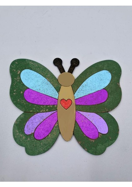 5 Adet Sevimli Kelebek Ahşap Boyama Okul Diy Etkinlik Aktivite Sanat 15 cm x 12 cm