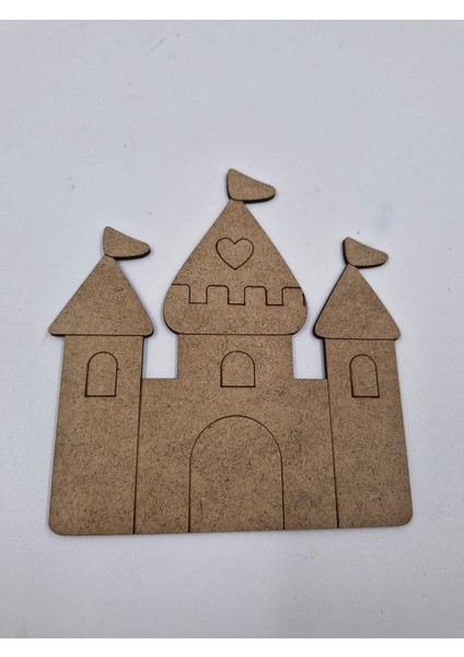 5 Adet Sevimli Şato Ahşap Boyama Okul Diy Etkinlik Aktivite Sanat 15 cm x 14 cm