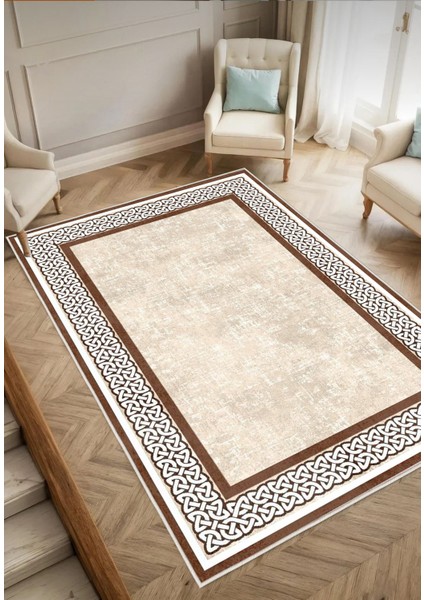 Krem Kahverengi Dijital Baskı Salon Halısı Kaymaz Tabanlı Yıkanabilir Halı Yolluk fiyatları
