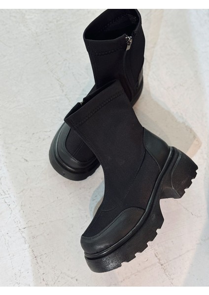 Gariel Kadın Kalın Taban Bot Siyah Dalgıç Kumaş modelleri