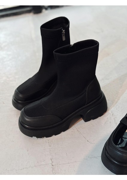Gariel Kadın Kalın Taban Bot Siyah Dalgıç Kumaş indirimleri