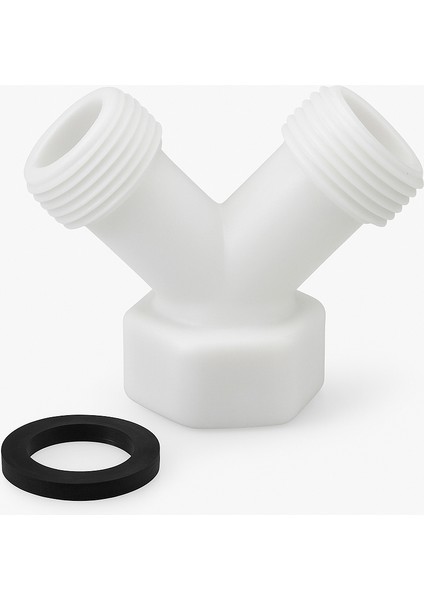 Plastik Y Çatal Bağlantı Aparatı + Conta | Çamaşır Makinesi Musluğu Için 3/4 Inç Su Dağıtıcı