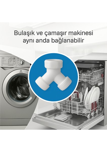 Plastik Y Çatal Bağlantı Aparatı + Conta | Çamaşır Makinesi Musluğu Için 3/4 Inç Su Dağıtıcı indirimleri