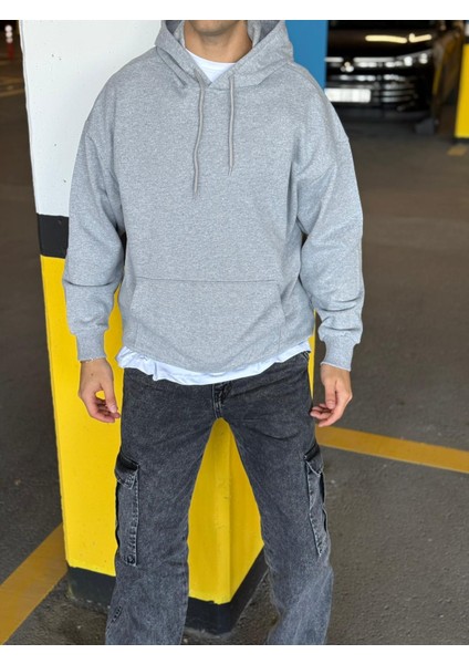 Unisex Oversize Kapüşonlu Kanguru Cepli Kordonlu Sweatshirt fiyatları