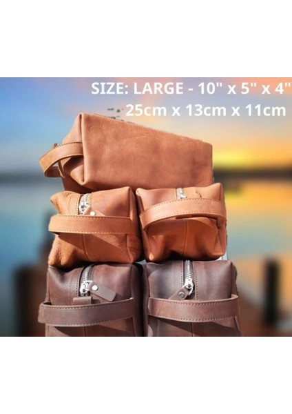 Hakiki Deri Taba Seyahat Makyaj Organizeri