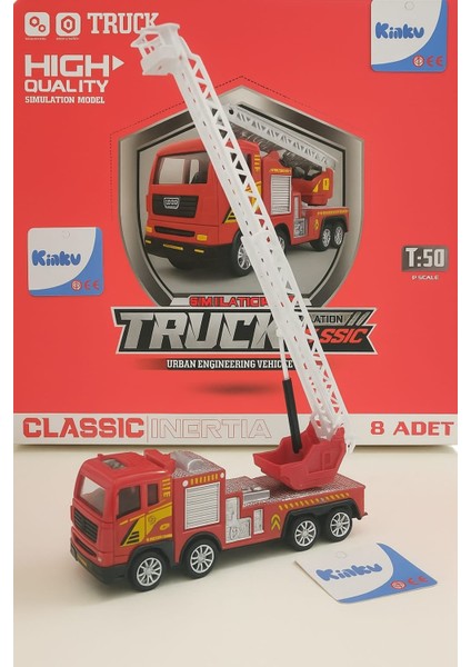 Oyuncak Itfaiye Arabası Vinç Hareketli Oyuncak Sürtmeli Itfaiye