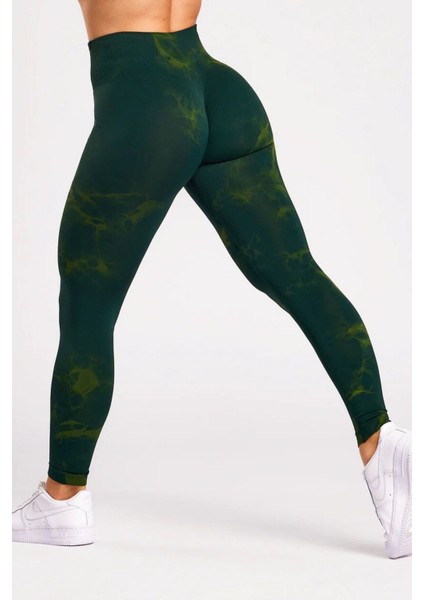 Seamless/dikişsiz Büzgülü Batik Tayt Yeşil