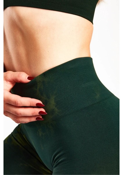 Seamless/dikişsiz Büzgülü Batik Tayt Yeşil modelleri