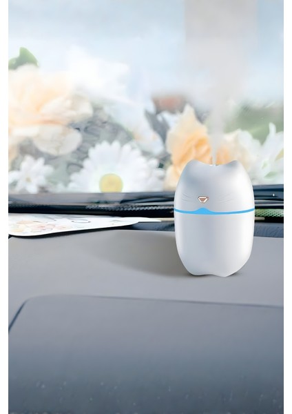 Kedi Tasarımlı LED Hava - Oda- Araç Nemlendirici Buhar Makinesi Sessiz Aroma Difüzör Çok Fonksiyonlu indirimleri