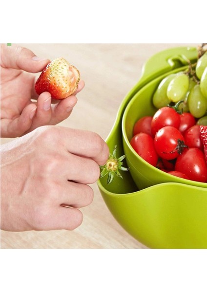 Çok Amaçlı 360 Derece Dönebilir Pratik Hazneli Mutfak Süzgeç Elek (4887)