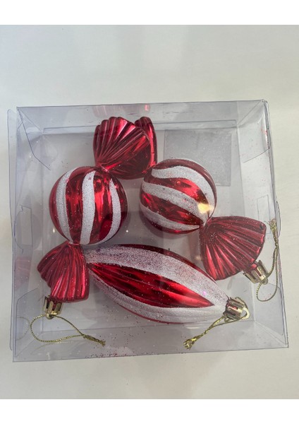 Yılbaşı Süsü 3' Lü 12 cm Şeker Görünümlü Set