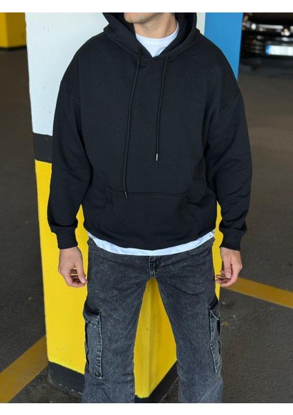 Unisex Oversize Kapüşonlu Kanguru Cepli Kordonlu Sweatshirt fiyatları