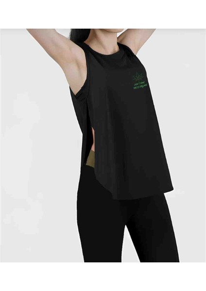 Panic Organic Siyah Yırtmaç Detaylı Kadın Spor Atlet