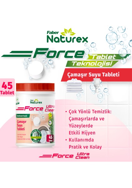 Force Ultra Clean - Bitkisel Esaslı Çamaşır Suyu Tableti 45 Tablet fiyatları
