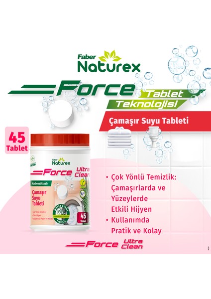 Force Ultra Clean - Bitkisel Esaslı Çamaşır Suyu Tableti 45 Tablet modelleri