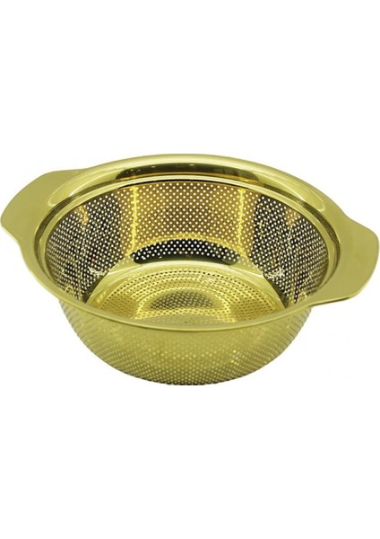 23CM Gold Paslanmaz Metal Sepet Süzgeç Kendinden Kulplu (4887)