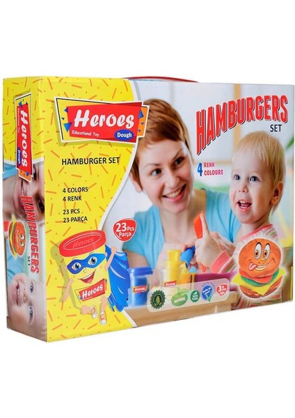 ERN-538 Heroes Hamburger Oyun Hamuru Seti