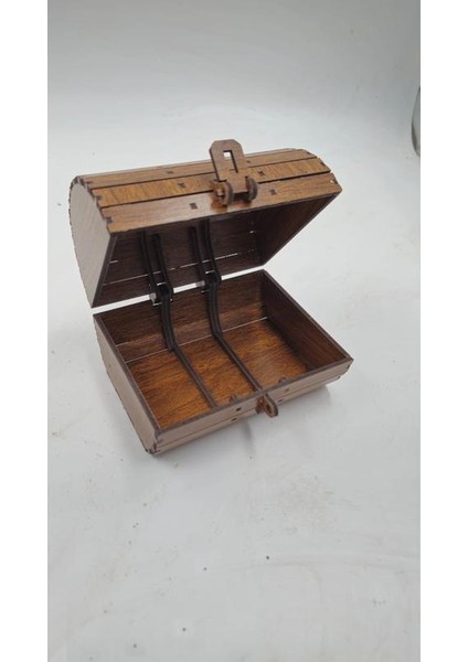 Ahşap Dekoratif Sandık Kutu Ceviz Desenli 12 cm x 10 cm x 8 cm