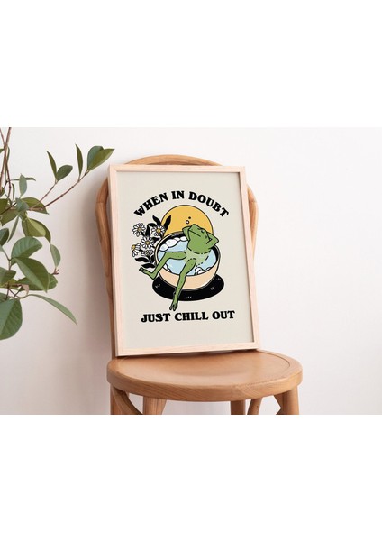 Çerçeveli Retro Kurbağa Duvar Baskısı, Rahatlatıcı Söz, Vintage Kurbağa, Retro Çiçek Illüstrasyonu, Onay Baskıları fiyatları