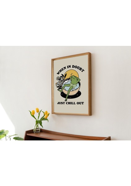 Çerçeveli Retro Kurbağa Duvar Baskısı, Rahatlatıcı Söz, Vintage Kurbağa, Retro Çiçek Illüstrasyonu, Onay Baskıları modelleri