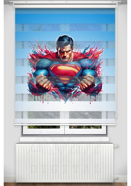 Superman Baskılı Zebra Stor Perde - Dijital Baskılı Zebra Perde