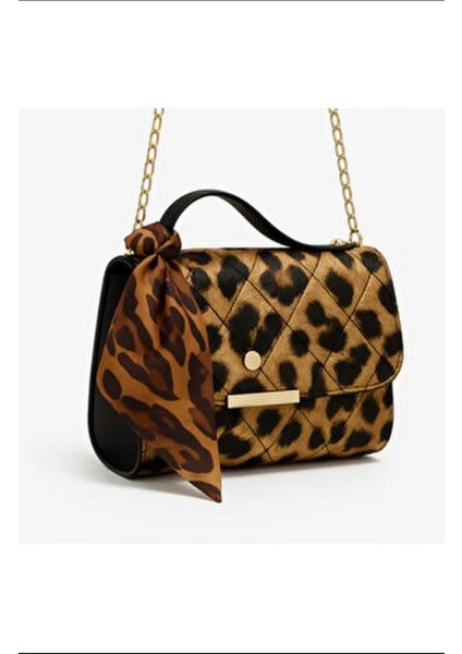 Kadın Fularlı Kapitone Desen El ve Omuz Çanta