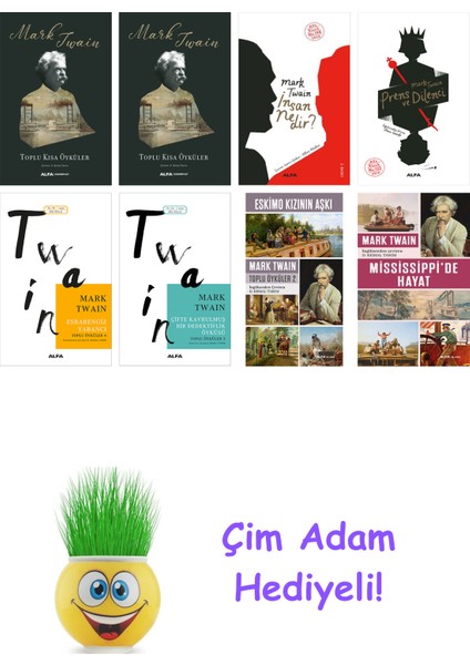 Mark Twain 8 Kitap Seti + Çim Adam Hediye