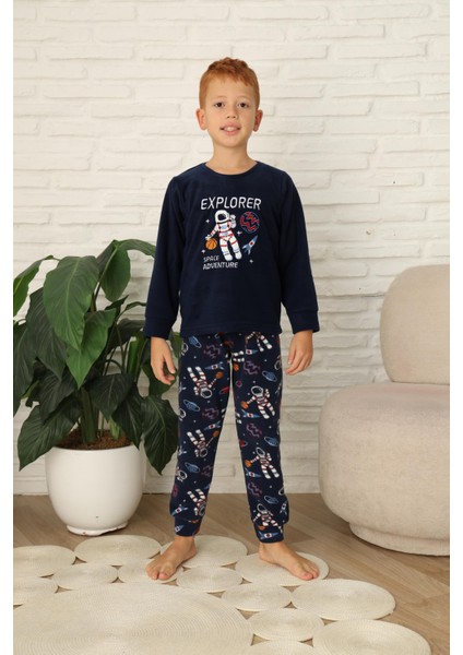 Yeni Stil Sonbahar/kış Erkek Çocuk Uzay Figür Astronot Desen Polar Pijama Takımı 4565 fiyatları