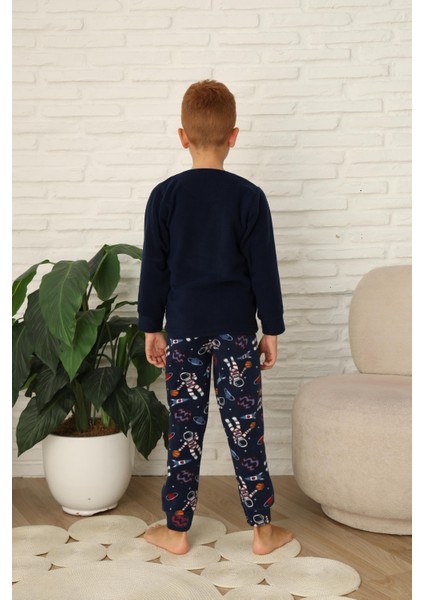 Yeni Stil Sonbahar/kış Erkek Çocuk Uzay Figür Astronot Desen Polar Pijama Takımı 4565 fırsatları