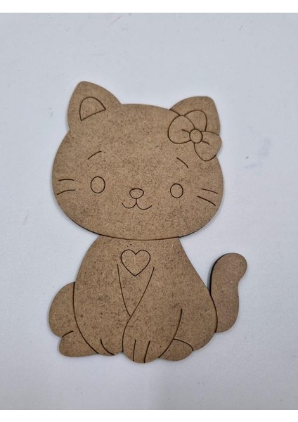 5 Adet Sevimli Kedi Ahşap Boyama Okul Diy Etkinlik Aktivite Sanat 15 cm x 10 cm