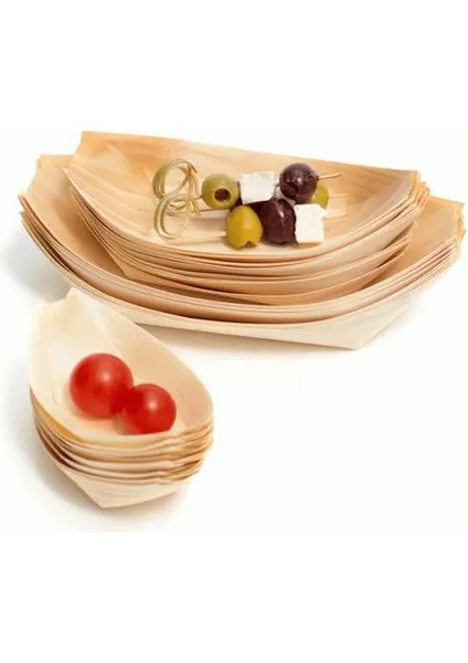 Tahta Kayık Tabak (10 Adet) 11,5cm indirimleri