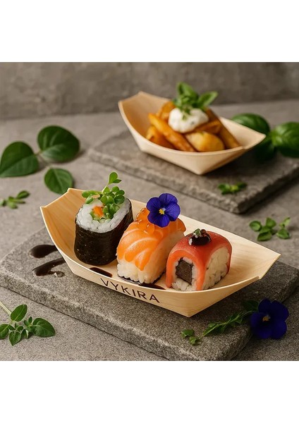 Tahta Kayık Tabak (10 Adet) 11,5cm