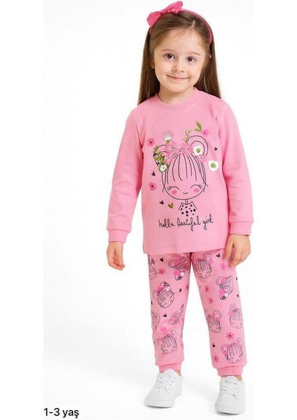 Pembe Çiçekli 1-3 Yaş Çocuk Alt Üst Takım