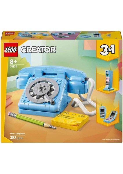 31174 LEGO Creator 3in1 - Retro Telefon 383 Parça +8 Yaş