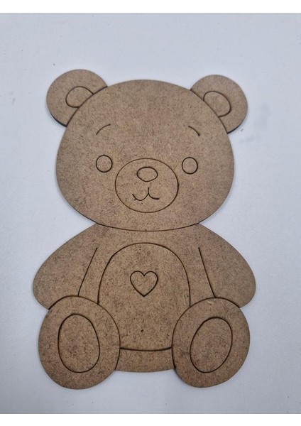 1 Adet Sevimli Ayıcık Ahşap Boyama Okul Diy Etkinlik Aktivite Sanat 15 cm x 10 cm