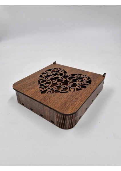 Ahşap Dekoratif Kutu 12 cm x 12 cm x 3 cm No6