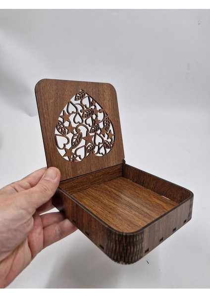 Ahşap Dekoratif Kutu 12 cm x 12 cm x 3 cm No4 fiyatları