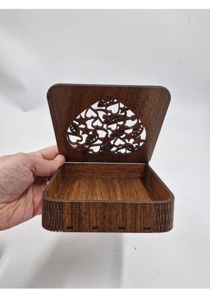 Ahşap Dekoratif Kutu 12 cm x 12 cm x 3 cm No4 indirimleri